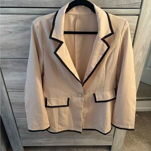 SHEIN Beige Blazer with Black Accents